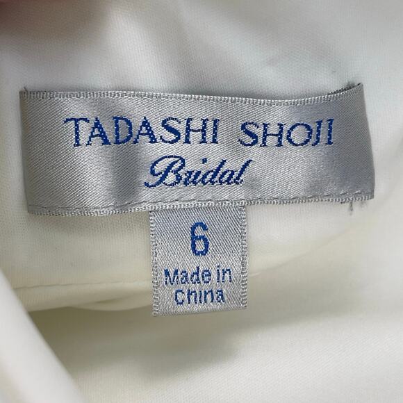 Tadashi Shoji Lilo Back Drape Wedding Gown Ivory 6 Elegant Formal Bridal - Picture 8 of 15